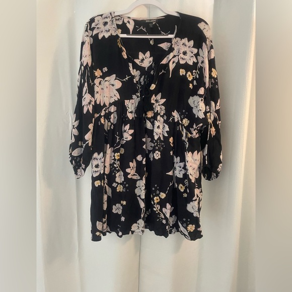 Billabong Tops - Billabong Black Tunic Top with Pink and White Floral large